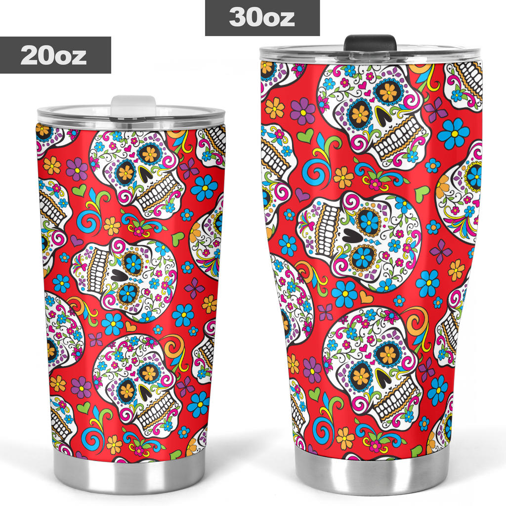 Sugar skull tumbler mug cup