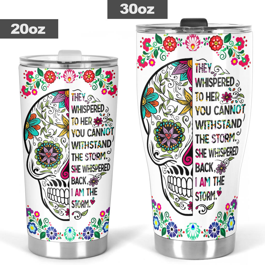Dia de los muertos skull tumbler, sugar skull girl beer mug, candy skull coffee mug, mexican skull freezer Mug, day of the dead tumbler