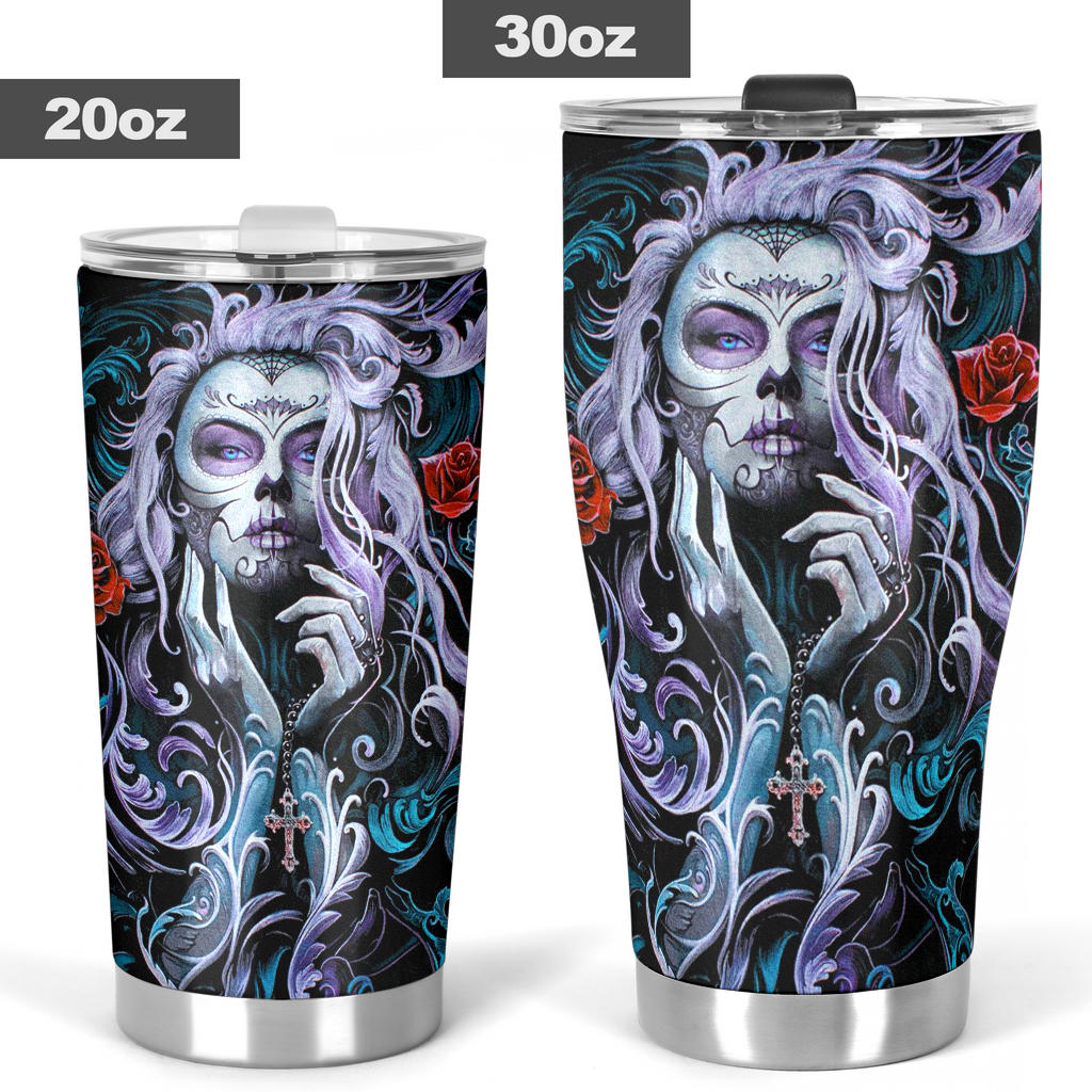 Day of the dead sugar skull tumbler cup