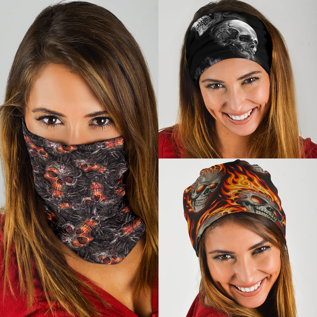 Set of 3 awesome skull gothic bandana