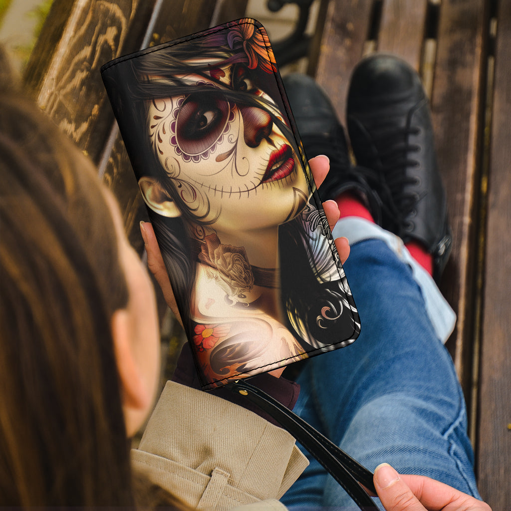 Day of the dead sugar skull girl wallet