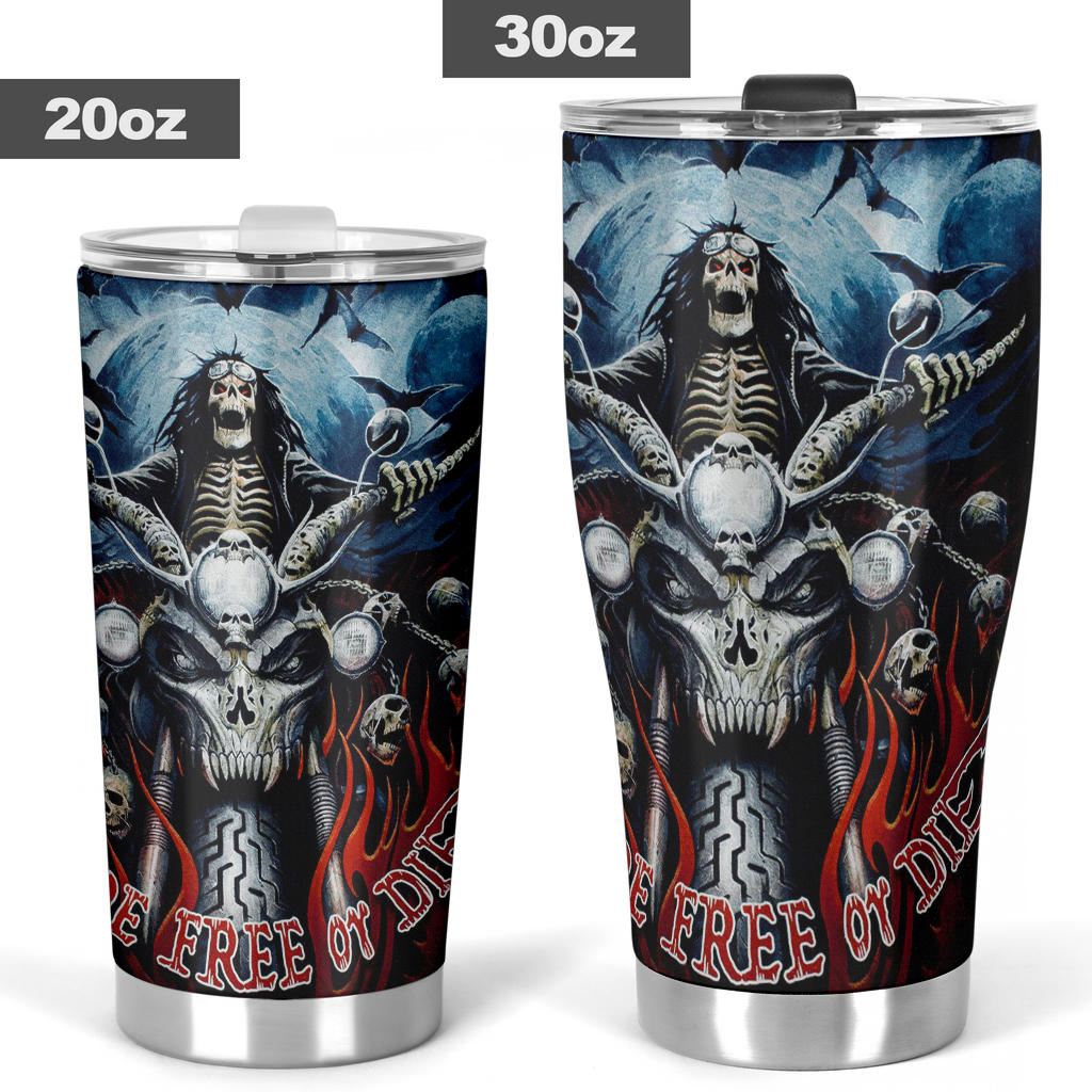 Skull grim reaper biker tumbler travel mug