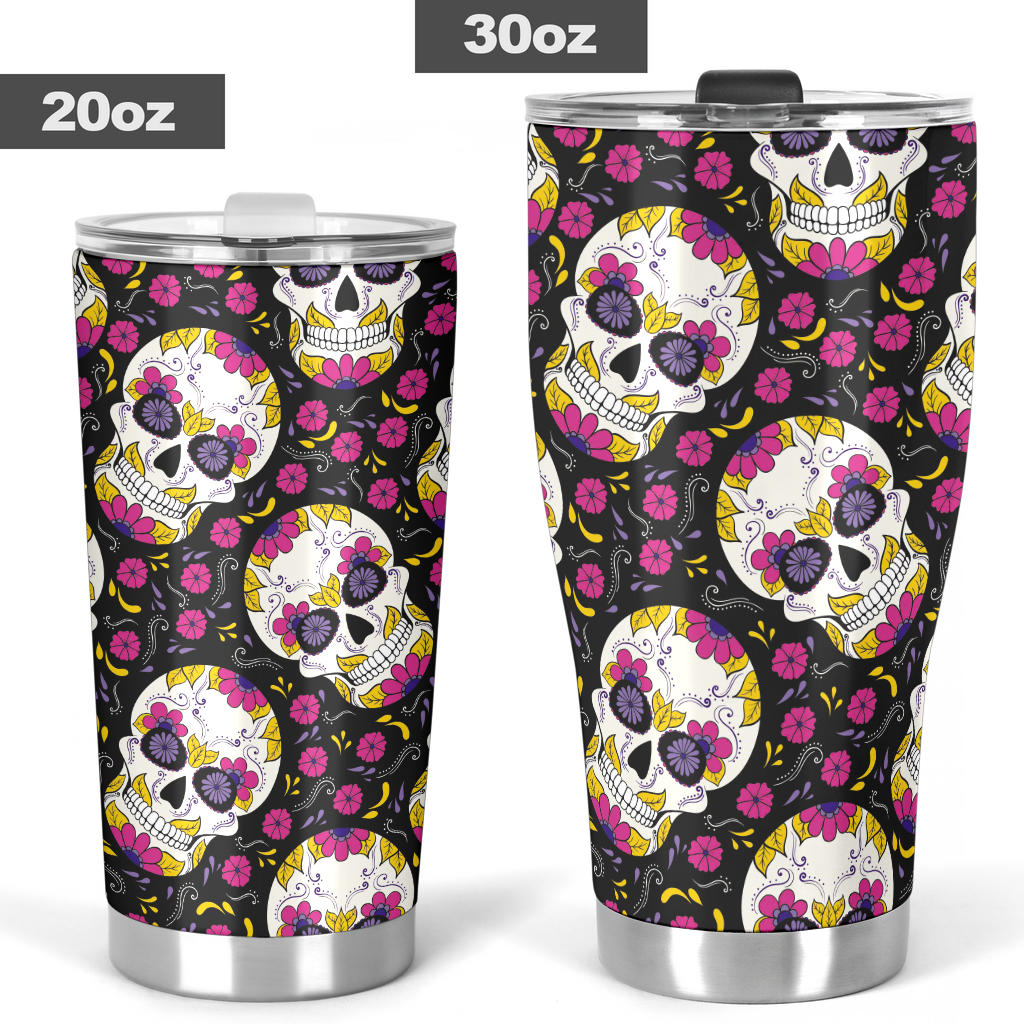 Sugar skull tumbler mug cup