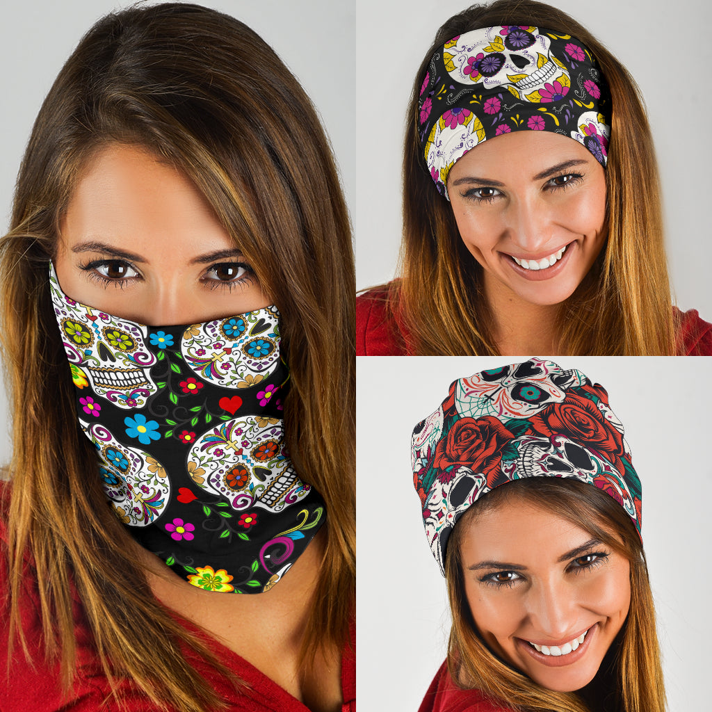 Set of 3 Day of the dead sugar skull bandana