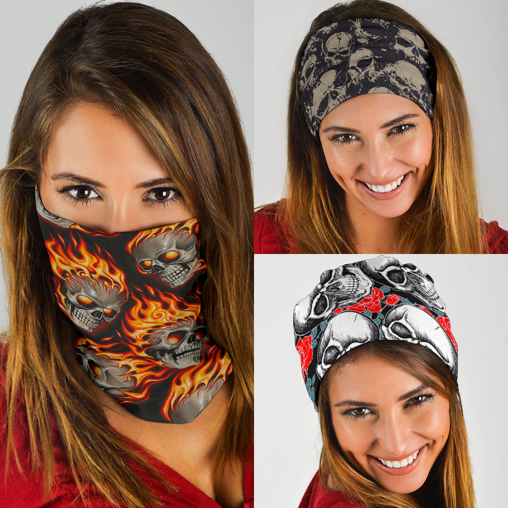 Set of 3 gothic awesome skull bandana