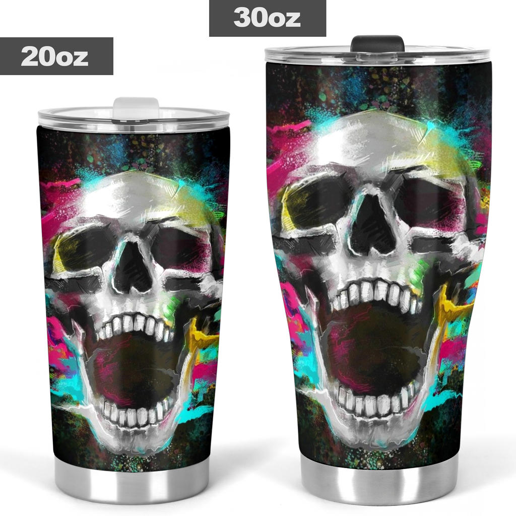 Horror tumblr, skeleton tumbler cup mug, motorcycle skull cup, motorcycle skull tumbler cup mug, floral skull tumbler, grim reaper mug,