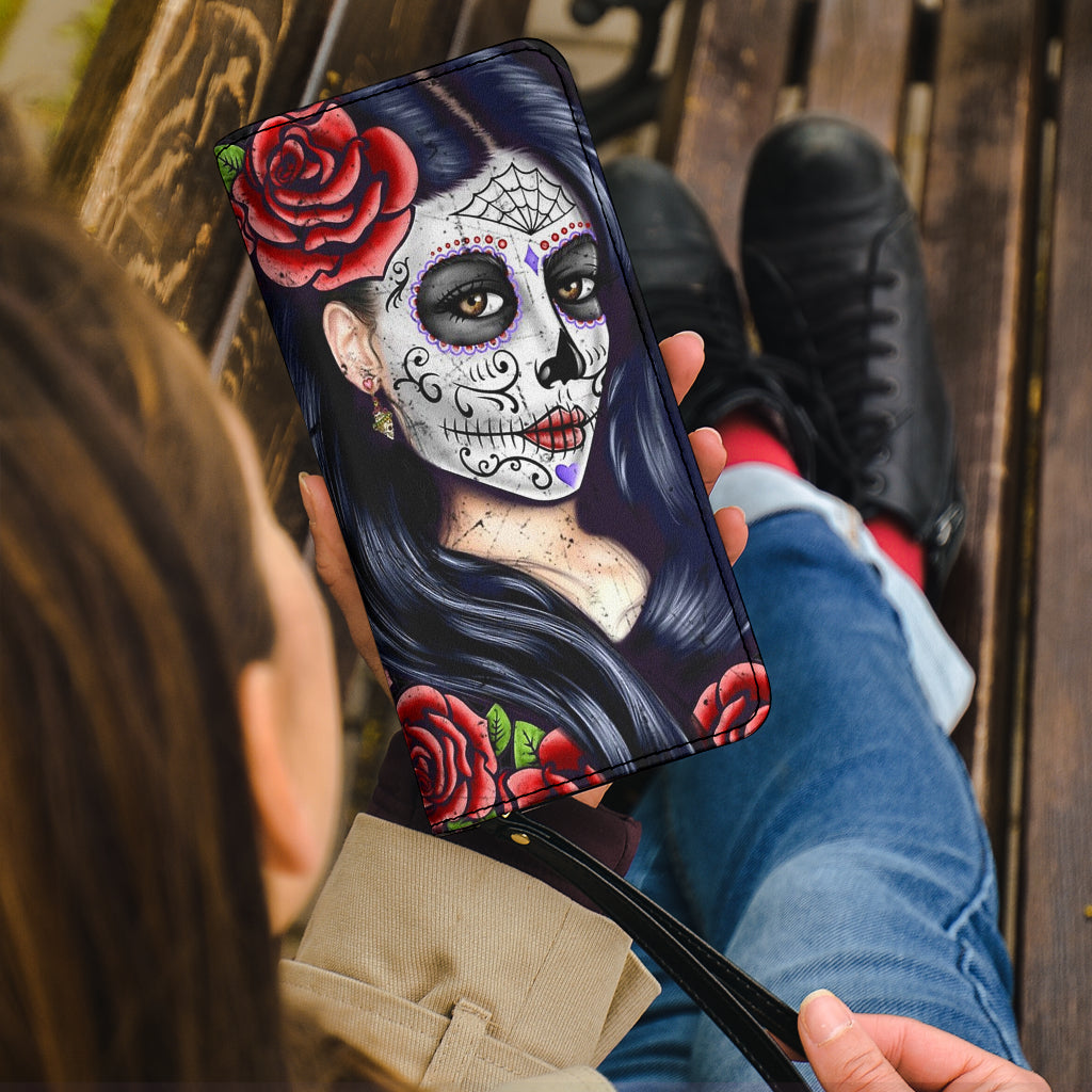 Day of the dead sugar skull girl wallet