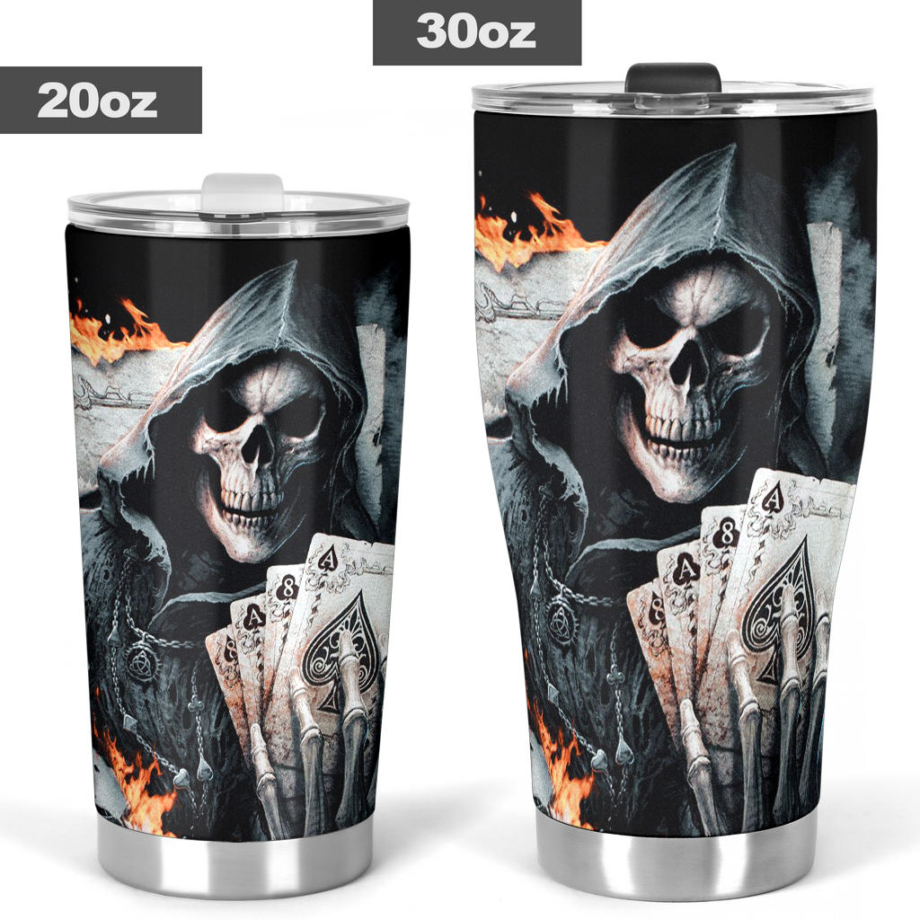 Grim reaper biker skull tumbler cup mug