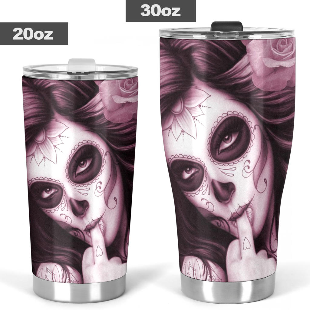 Sugar skull beautiful girl tumbler cup