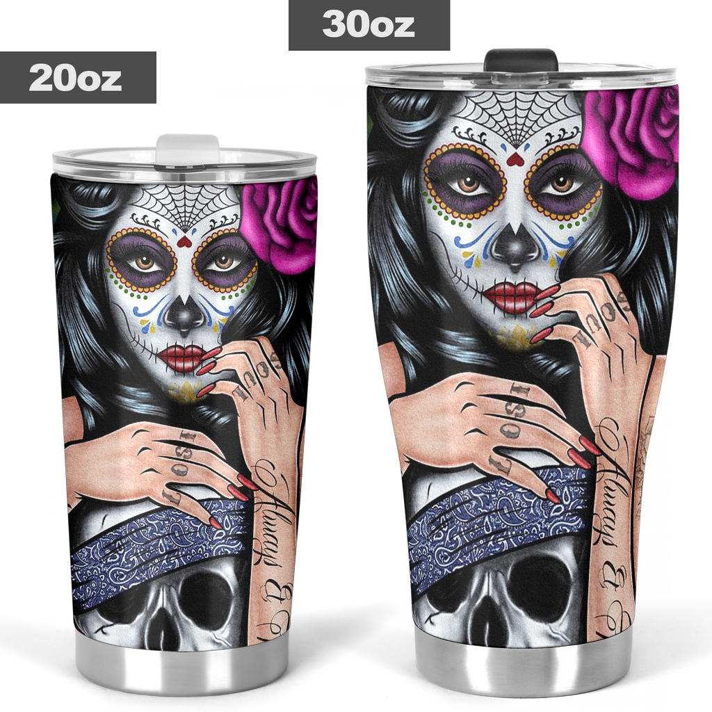Sugar skull girl tumbler cup