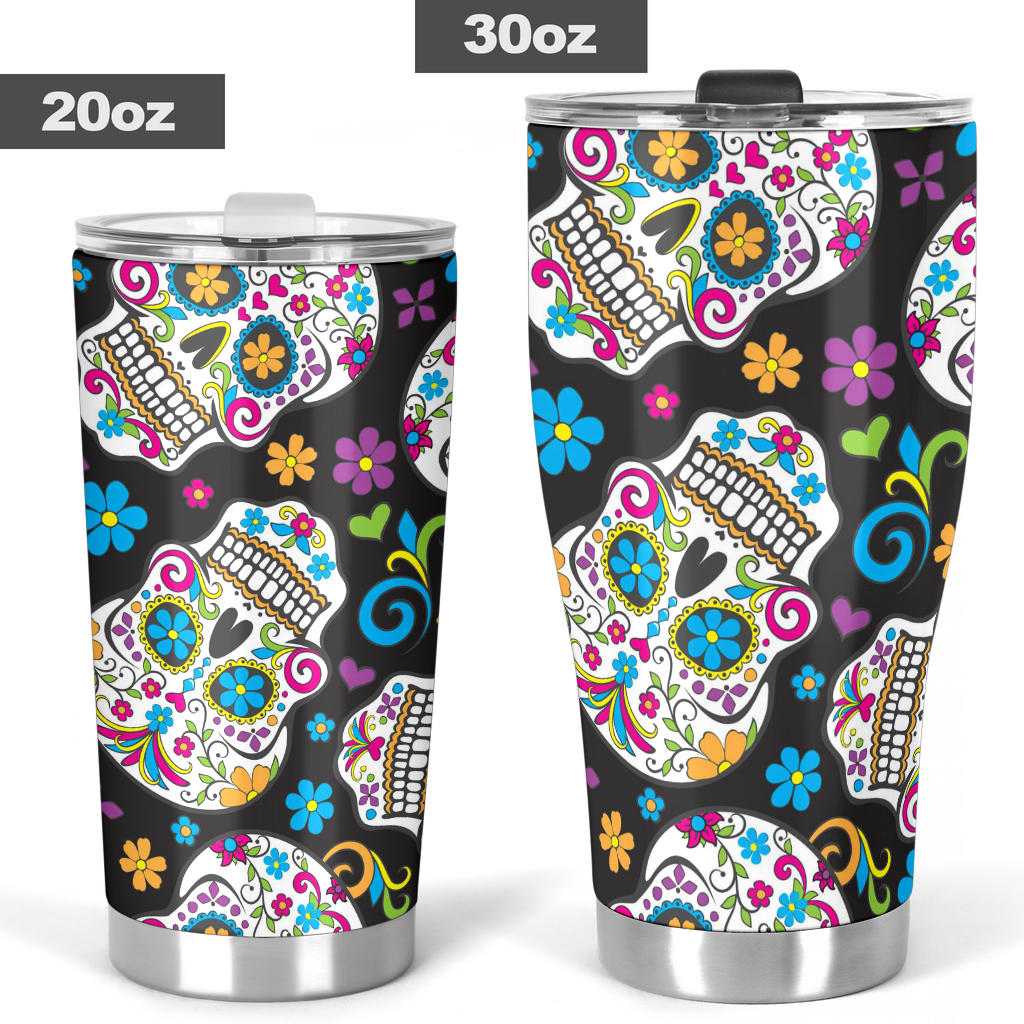 Sugar skull tumbler mug cup