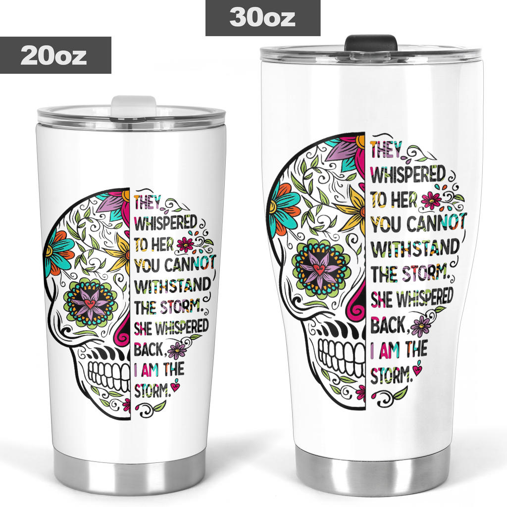 Sugar skull Day of the dead floral tumbler mug cup