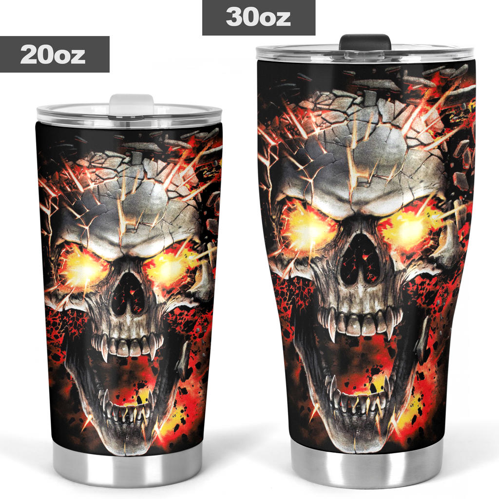Fire skull grim reaper tumbler mug