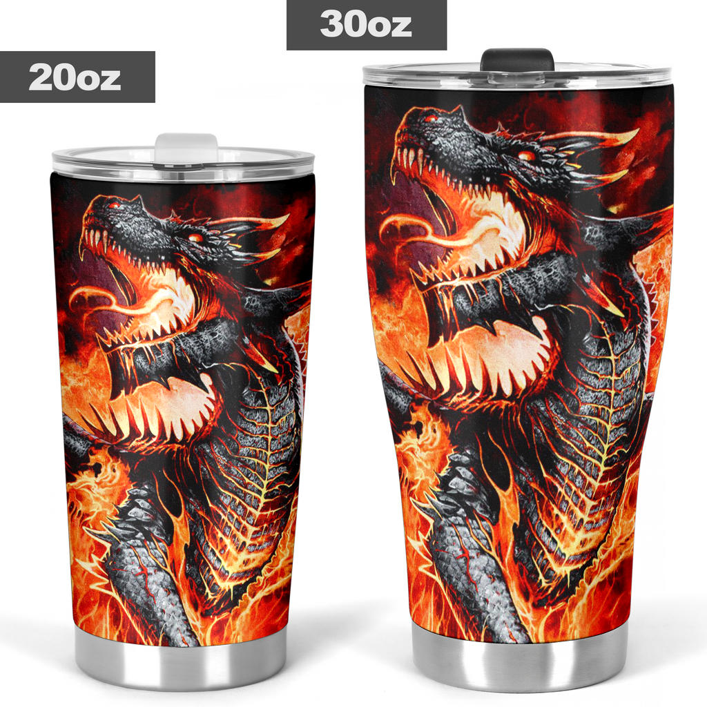 Dragon skull grim reaper tumbler travel mug