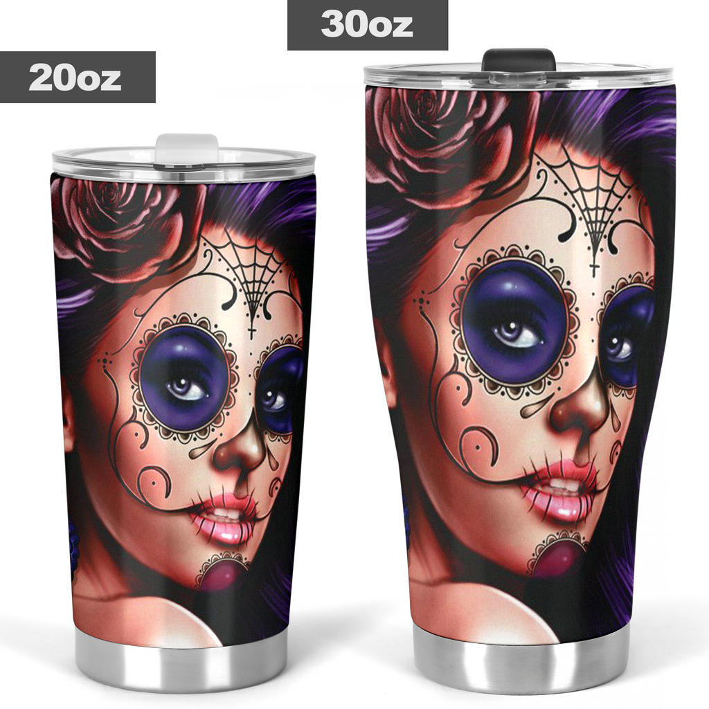 Sugar skull day of the dead tumbler cup