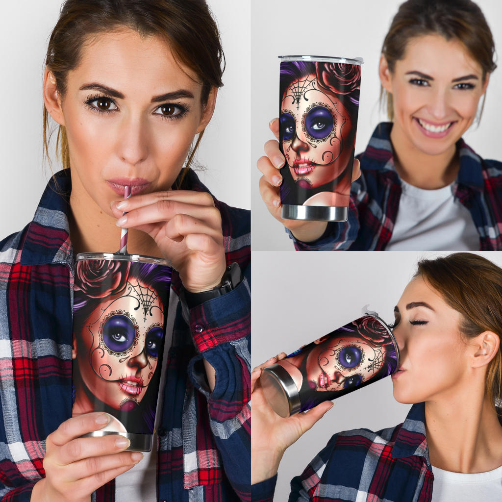 Sugar skull day of the dead tumbler cup