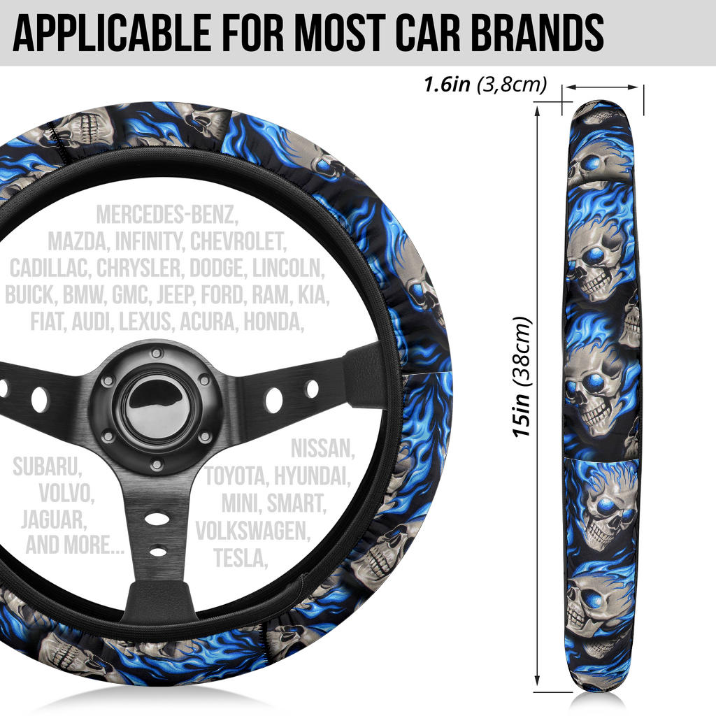 Flaming skull steering wheel cover