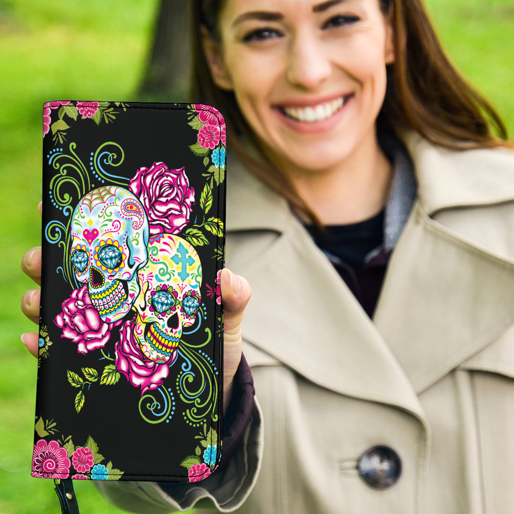 Day of the dead sugar skull girl wallets