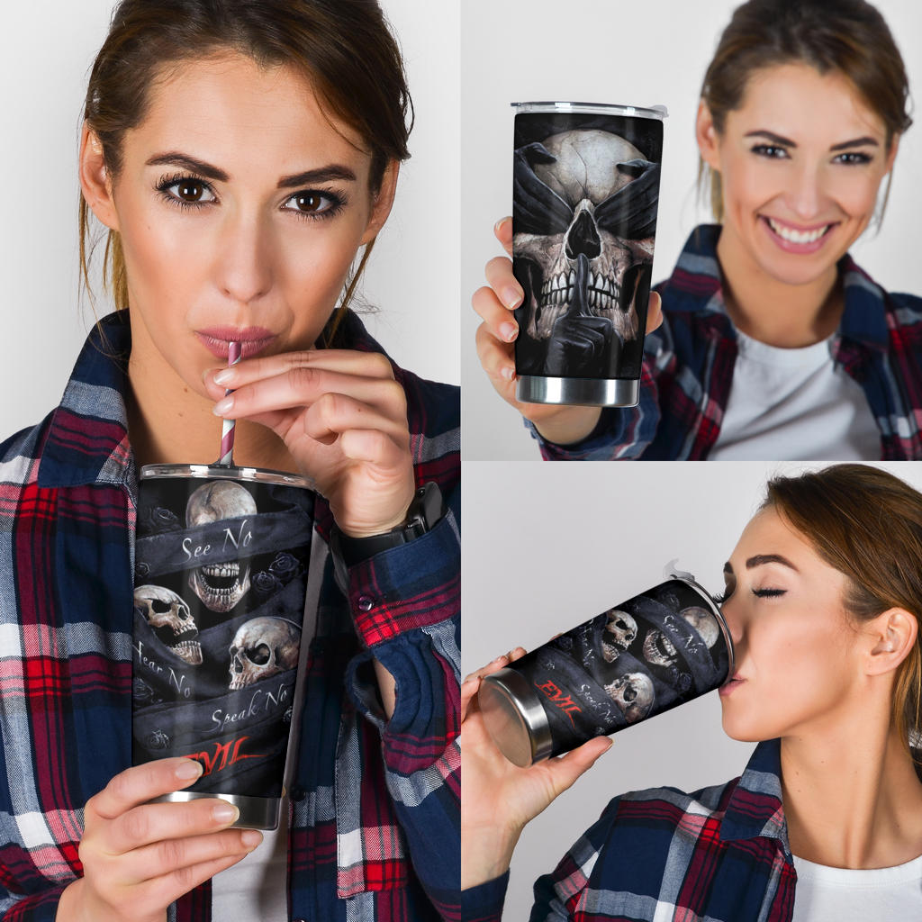 See No Hear No Speak No Evil tumbler cup