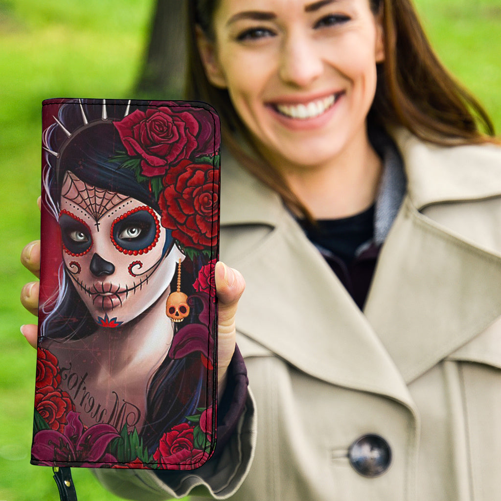 Day of the dead sugar skull clutch wallet purse