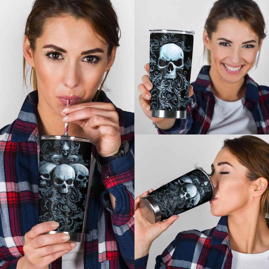 Skull grim reaper tumbler mug cup