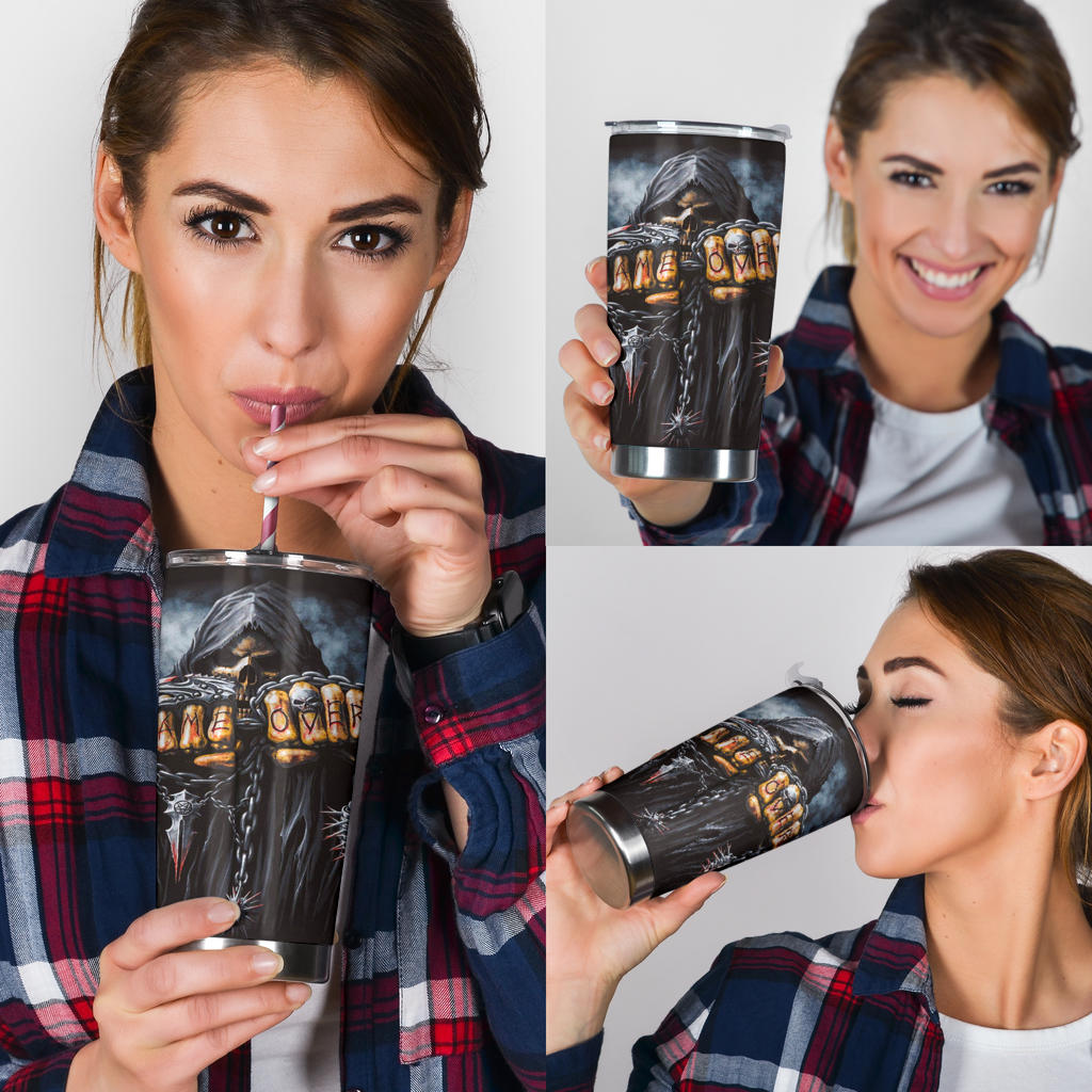 Grim reaper skeleton skull tumbler mugs