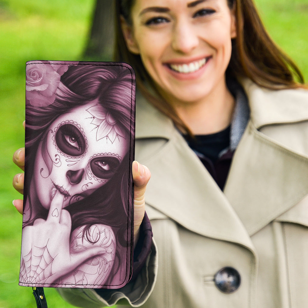 Sugar skull girls wallet clutch purse