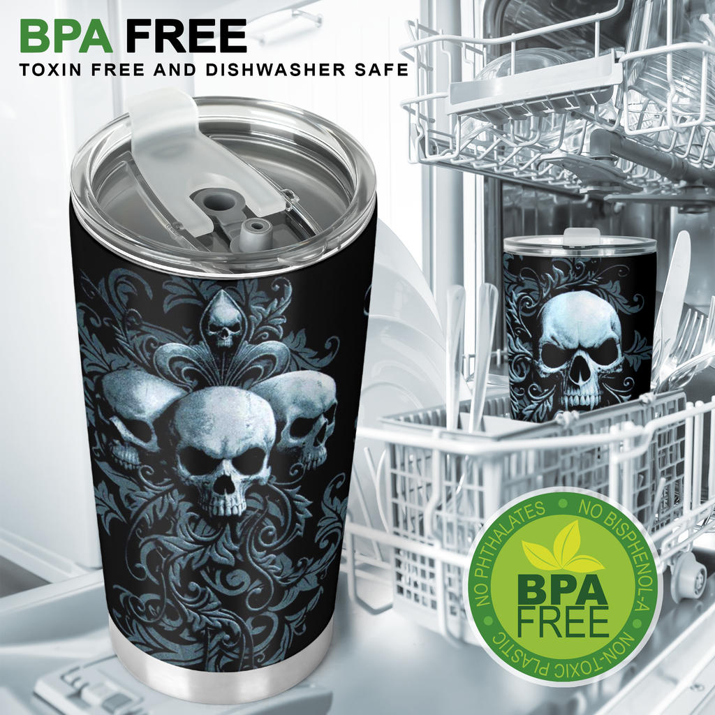 Skull grim reaper tumbler mug cup