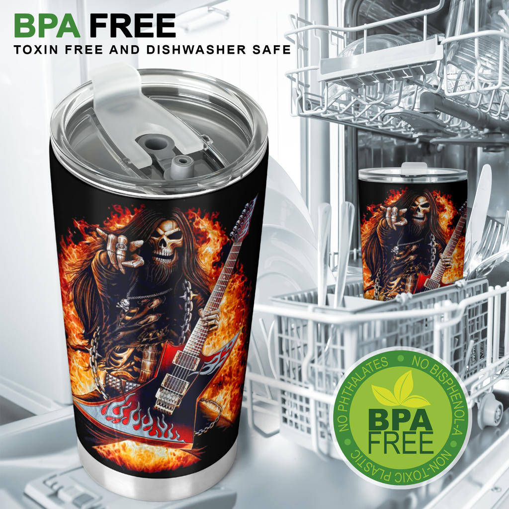 Guitarist grim reaper skull tumbler