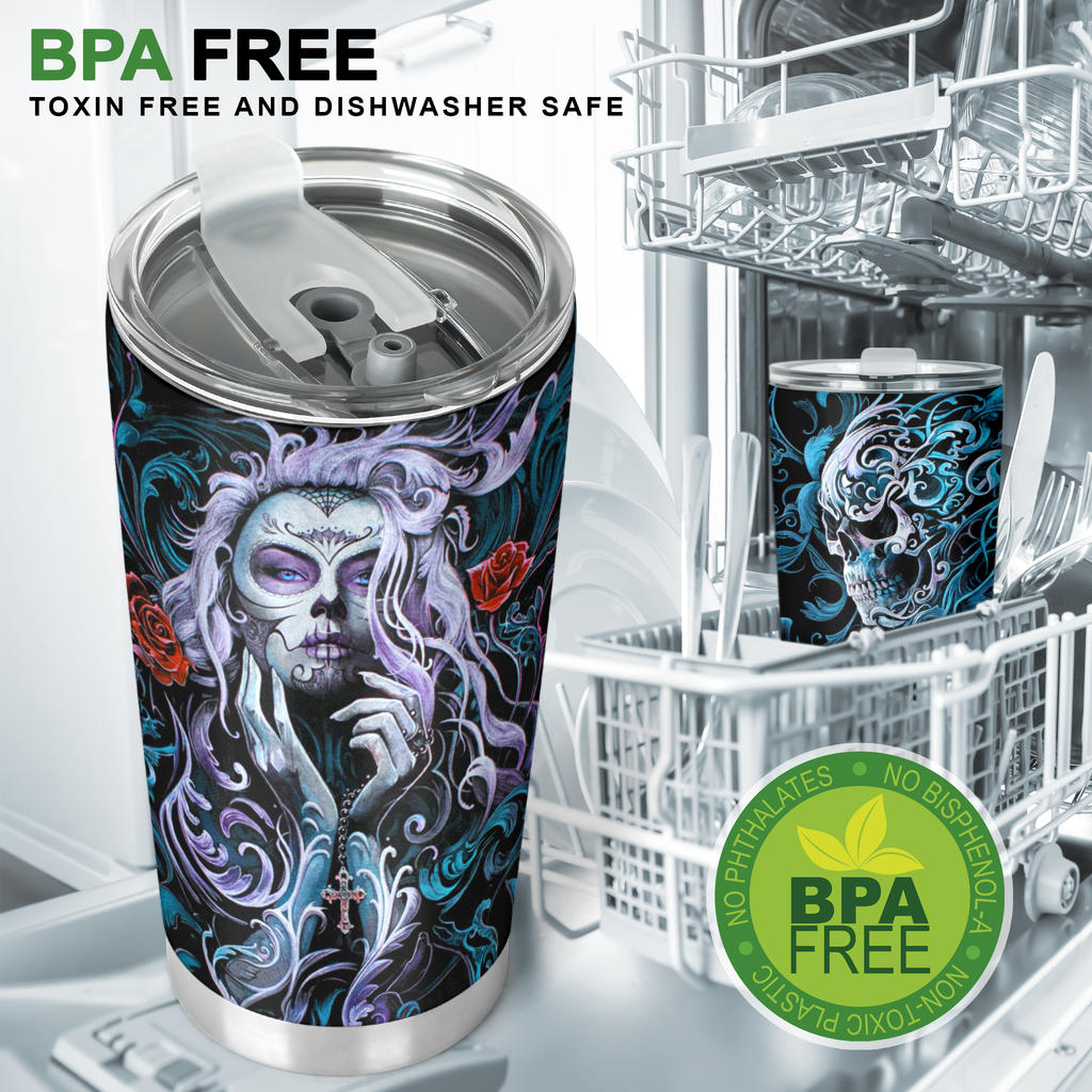 Day of the dead sugar skull tumbler cup