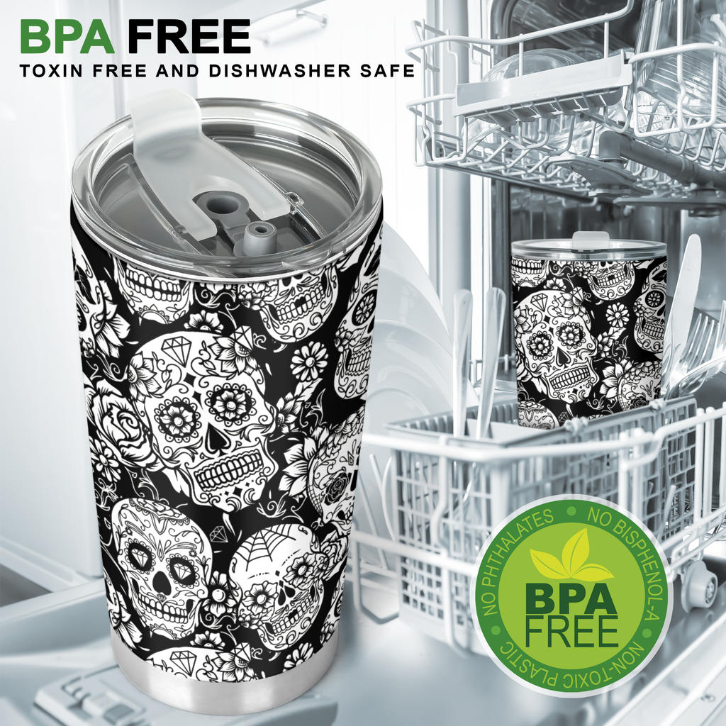 Sugar skull tumbler mug cup