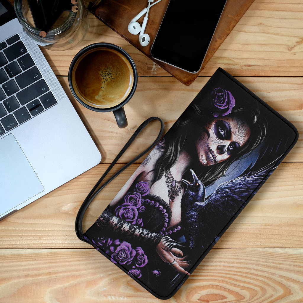 Sugar skull beautiful girl clutch purse