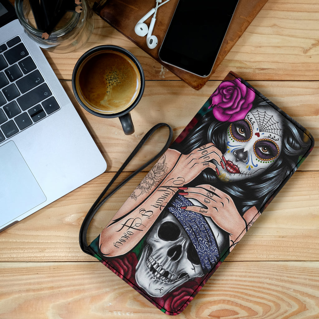 Sugar skull calavera girl wallet clutch purse