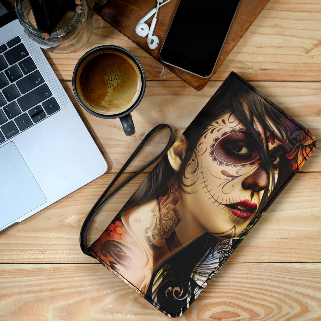 Day of the dead sugar skull girl wallet