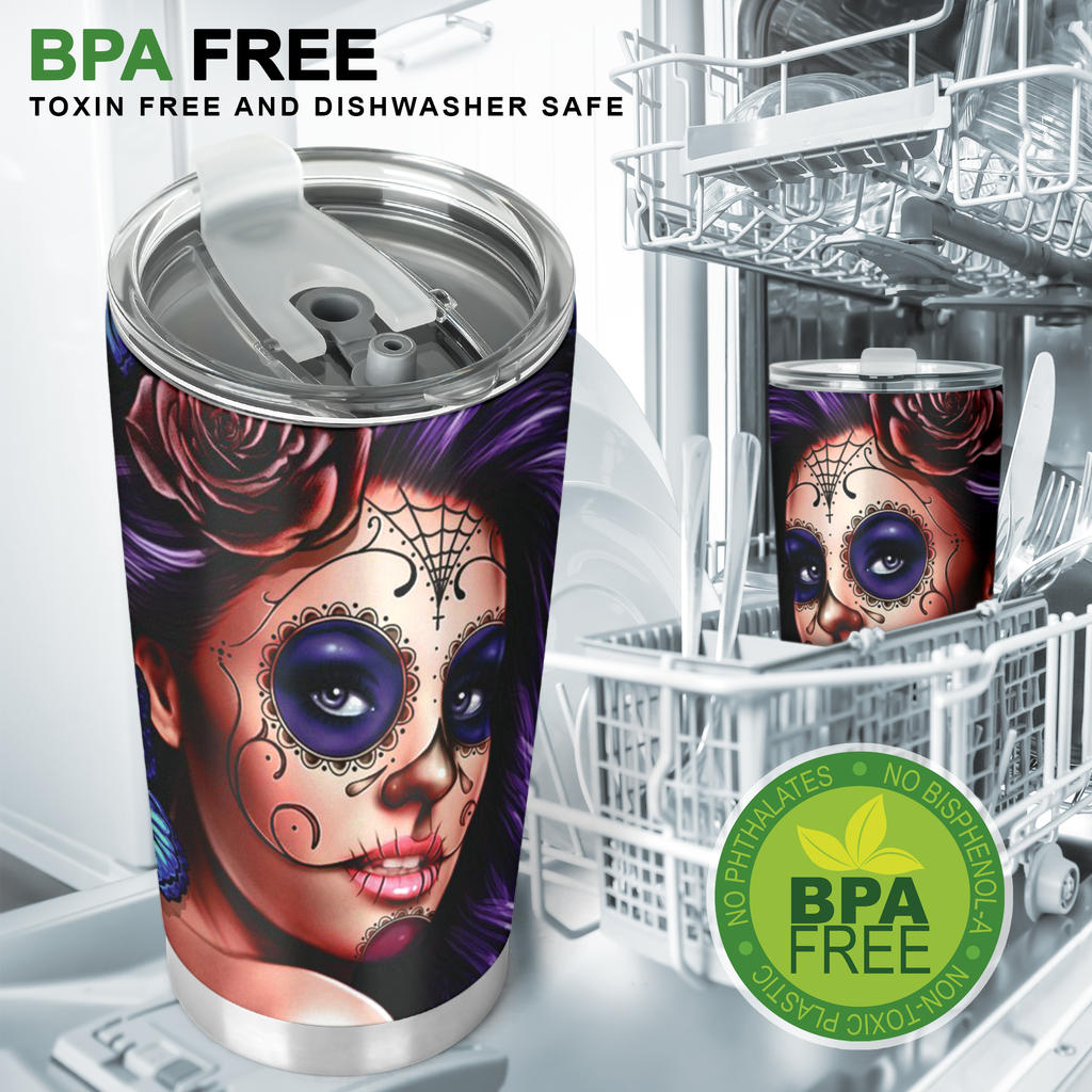 Sugar skull day of the dead tumbler cup