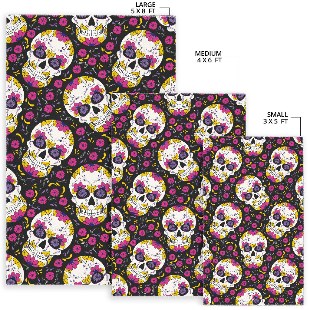 Sugar skull area rug, day of the dead rug carpet