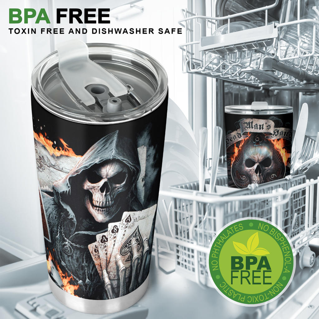 Grim reaper biker skull tumbler cup mug