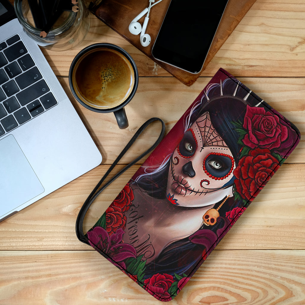 Day of the dead sugar skull clutch wallet purse