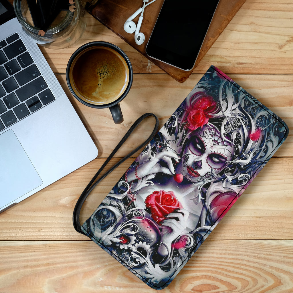 Sugar skull girl clutch wallet purse
