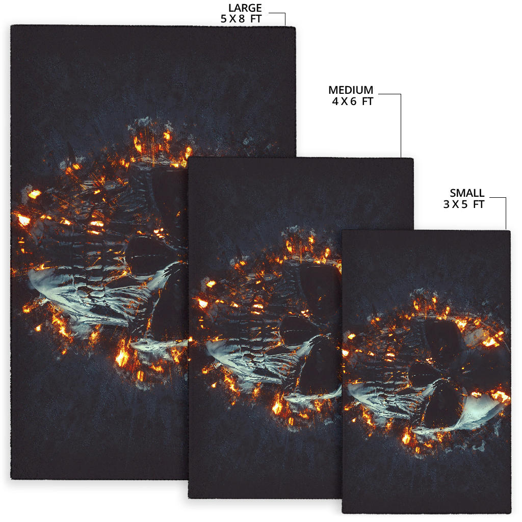 Flaming skull gothic rug mat carpet