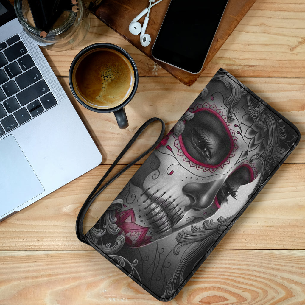 Sugar skull beautiful girl cluctch purse wallet