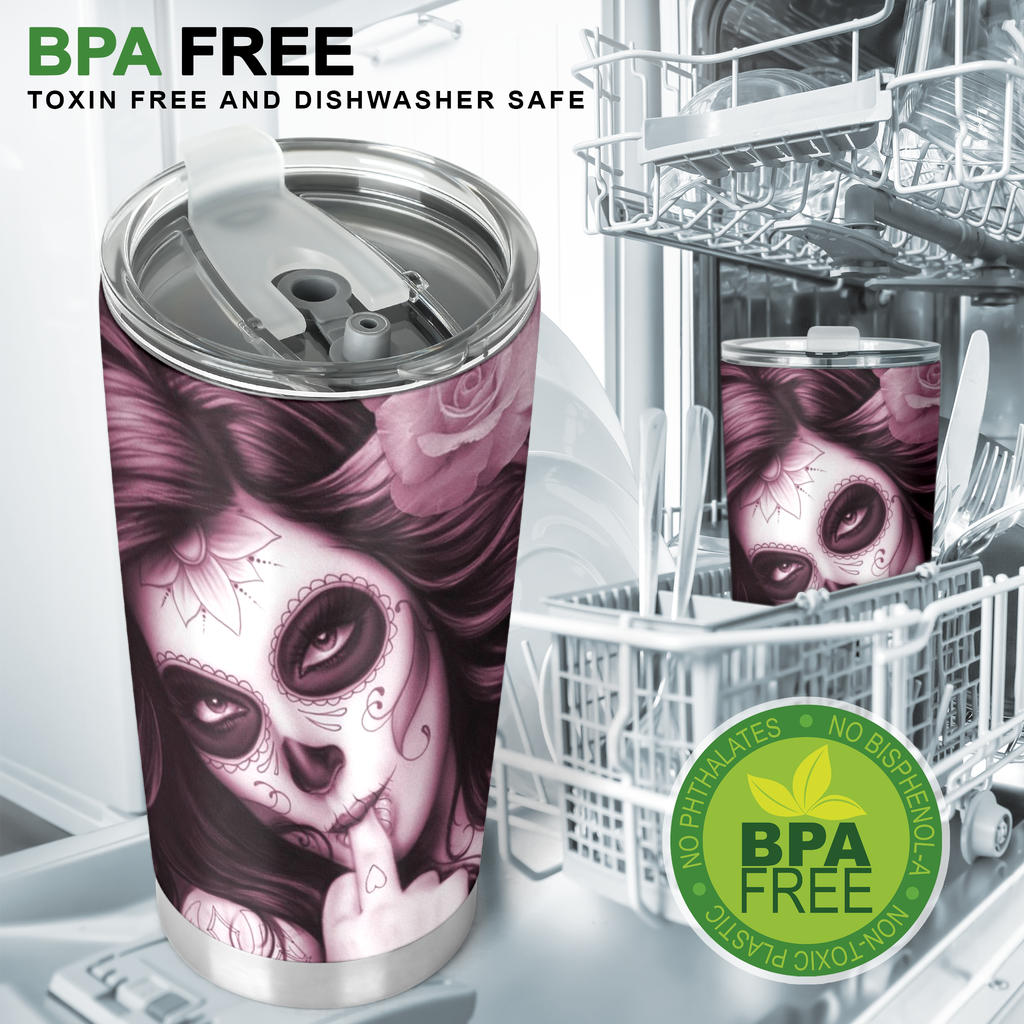 Sugar skull beautiful girl tumbler cup