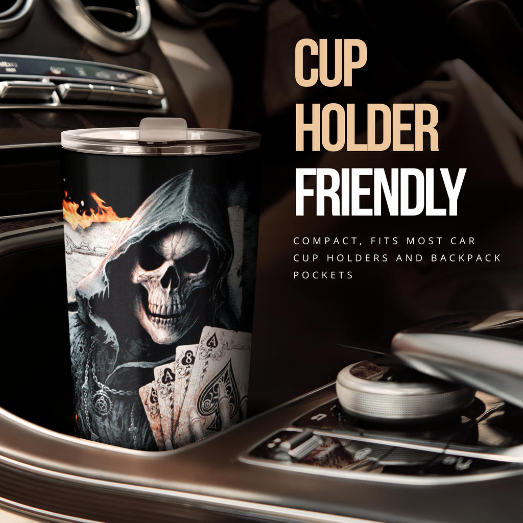 Grim reaper skeleton skull tumbler mug