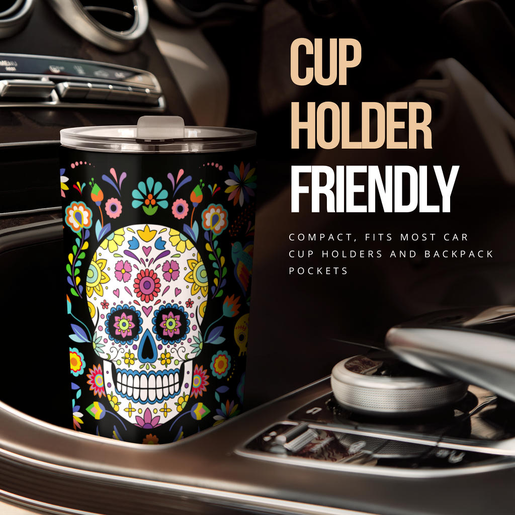 Mexican calaveras sugar skull tumbler mug