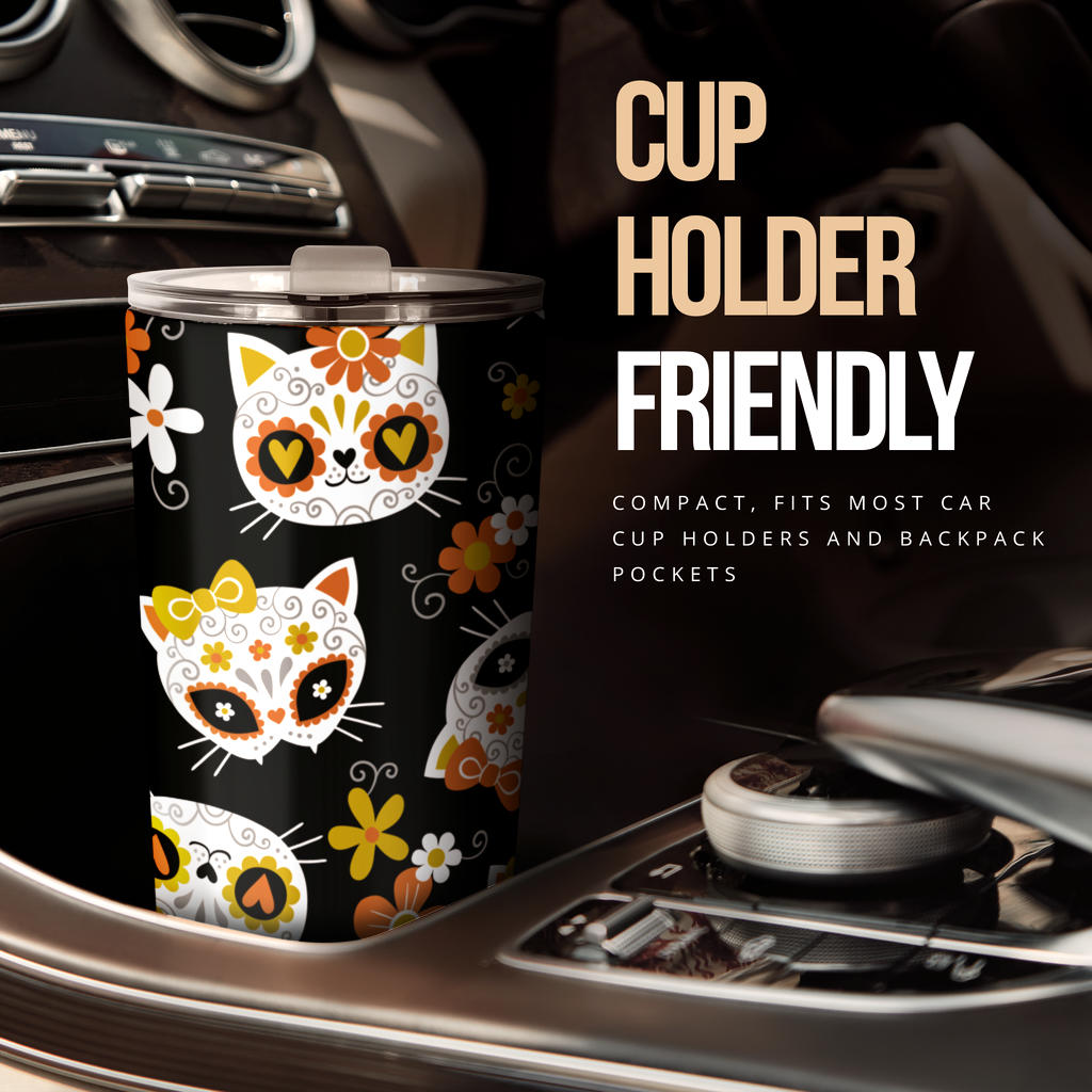 Cat sugar skull tumbler