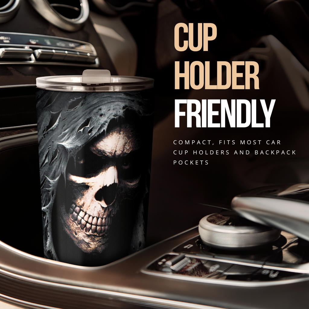 Grim reaper skeleton skull tumbler mug