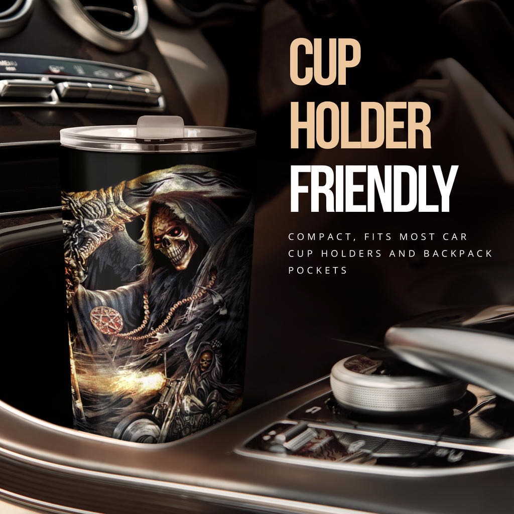 Biker skull, Motorcycle skull tumbler cup mug
