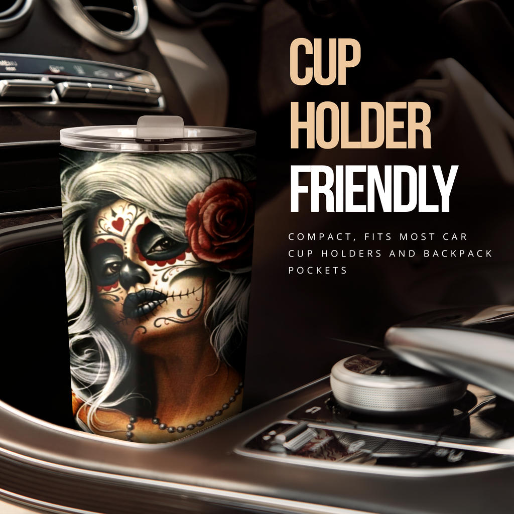 Sugar skull beautiful girl tumbler cup