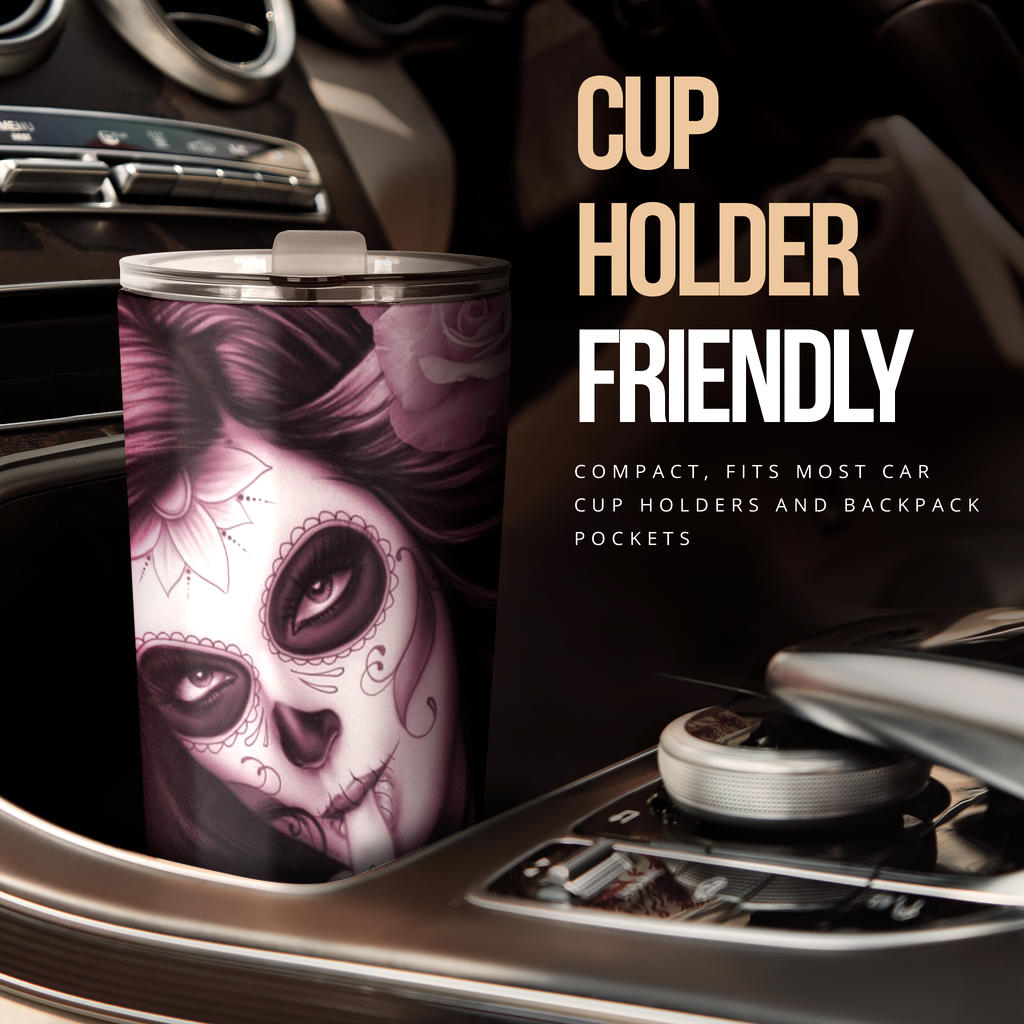 Sugar skull beautiful girl tumbler cup