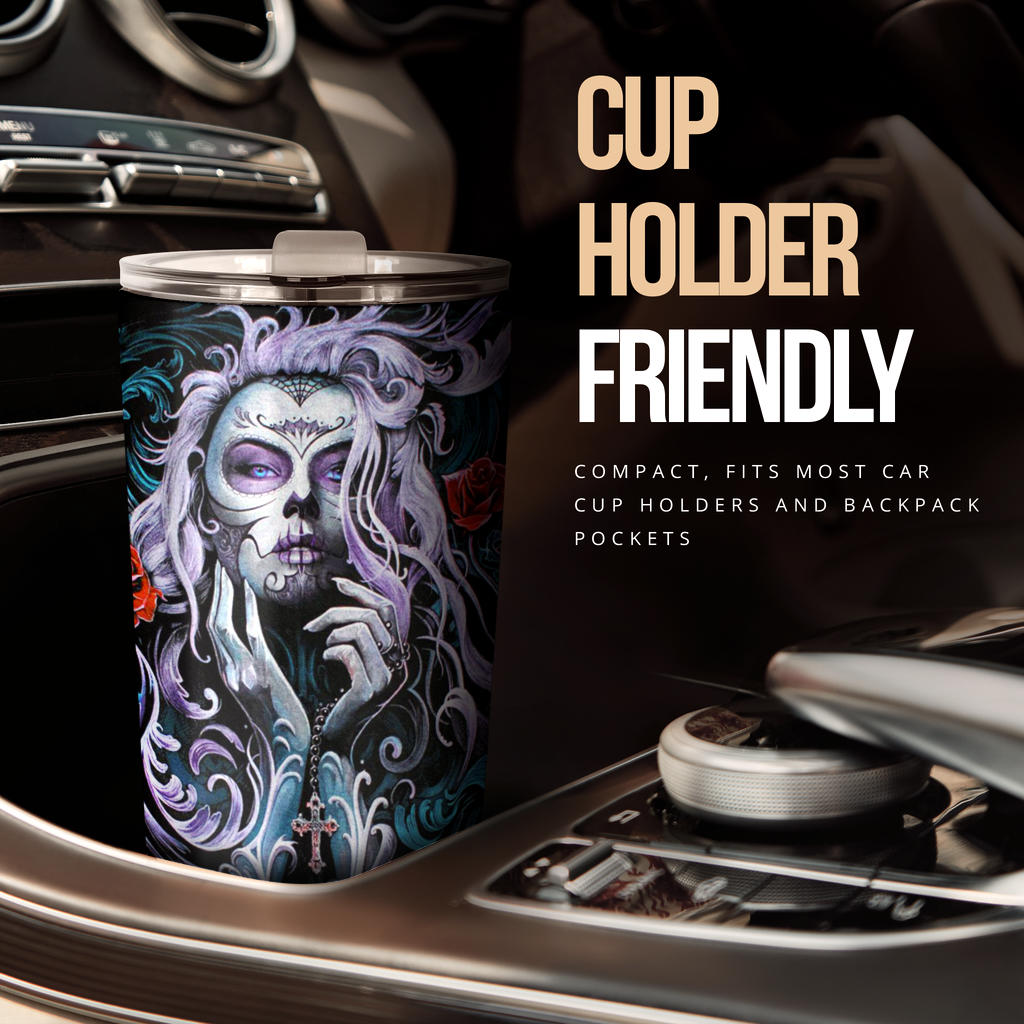 Day of the dead sugar skull tumbler cup